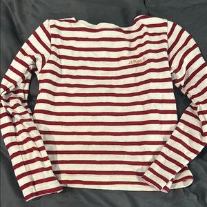 Maison LaBiche Red and White Long Sleeve Striped Tee